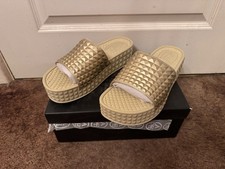 Ash Gold Flatform Slides Size 6 BNWB