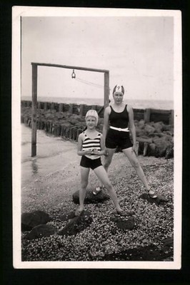 Photograph Mother & Daughter in Swimsuit with Hood 