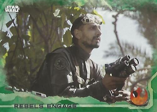 Star Wars Rogue One Series 1: #50 "Rebels Engage" Green Parallel Base Card - Afbeelding 1 van 1