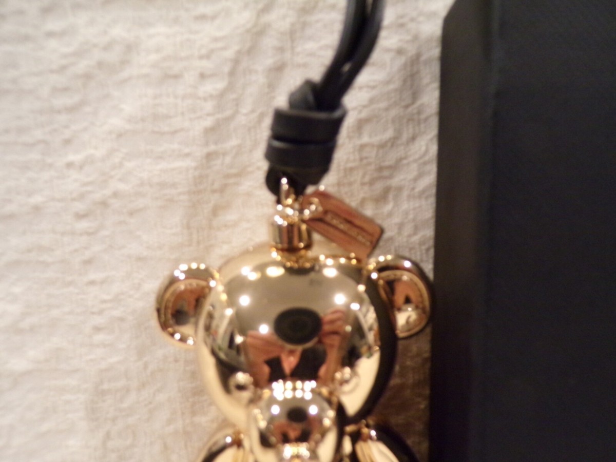 COACH 10.9” GOLD BEAR ORNAMENT With Black Glovetanned