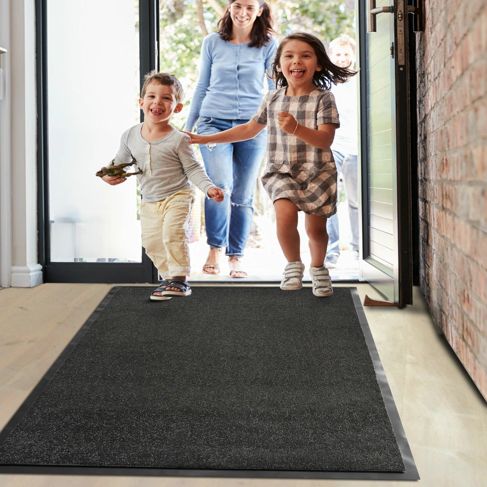 Schmutzfangmatte Türmatte Fußmatte Schmutzmatte Türvorleger MONOCHROM Schwarz - Bild 2 von 4