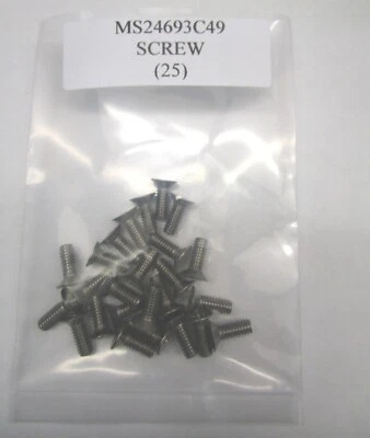 MS24693C49 Flat Countersunk Screw 8-32 x 7/16 Phillips Stainless Steel-Lot of 25