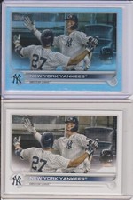 2- 2022 TOPPS SERIES ONE BASEBALL #121 AARON JUDGE RAINBOW FOIL & BASE YANKEES