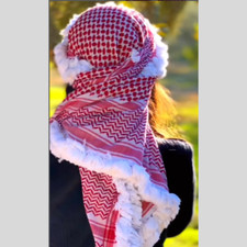 Authentic Jordanian Shemagh   Red and White Keffiyeh Scarf