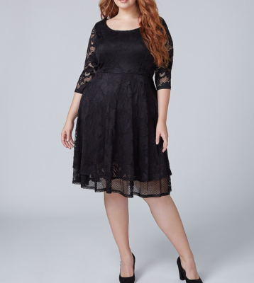 Lace Black Dresses For Womens Size 16 LANE BRYANT WOMEN'S BLACK FIT FLARE  LACE LINED DRESS
