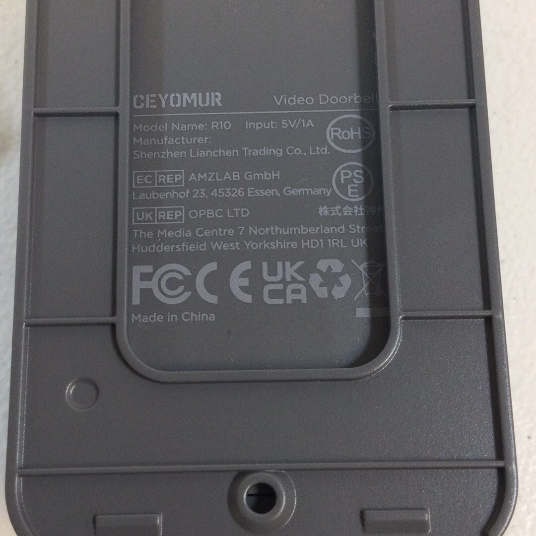 Ceyomur R10 Black Gray 1080P HD Wifi Video Doorbell Camera With Manual