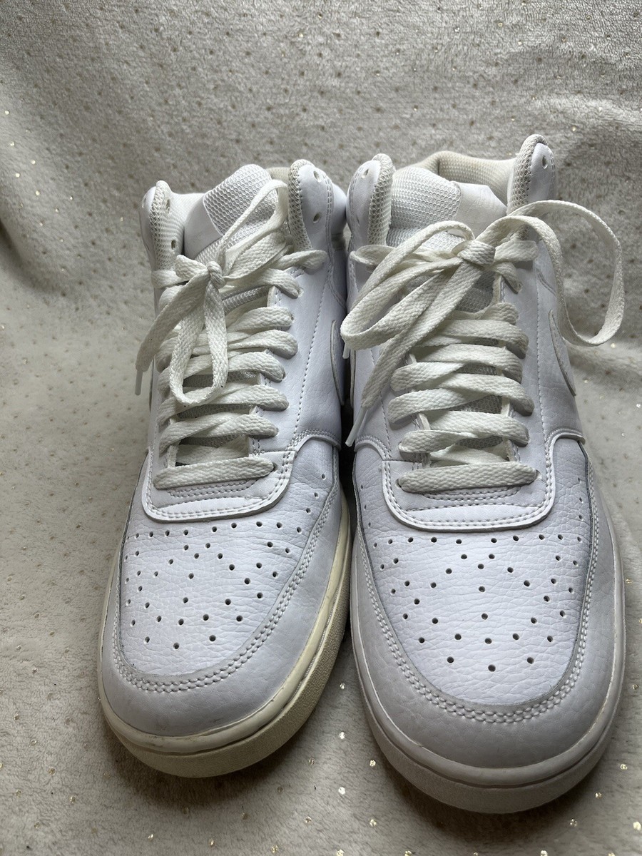 Nike Court Vision Mid Sneaker Lace Up Triple White CD5466-100 Men\'s US 8.5 Nike Court Vision Mid Triple White CD5466-100 Sneakers Shoes  main image 2