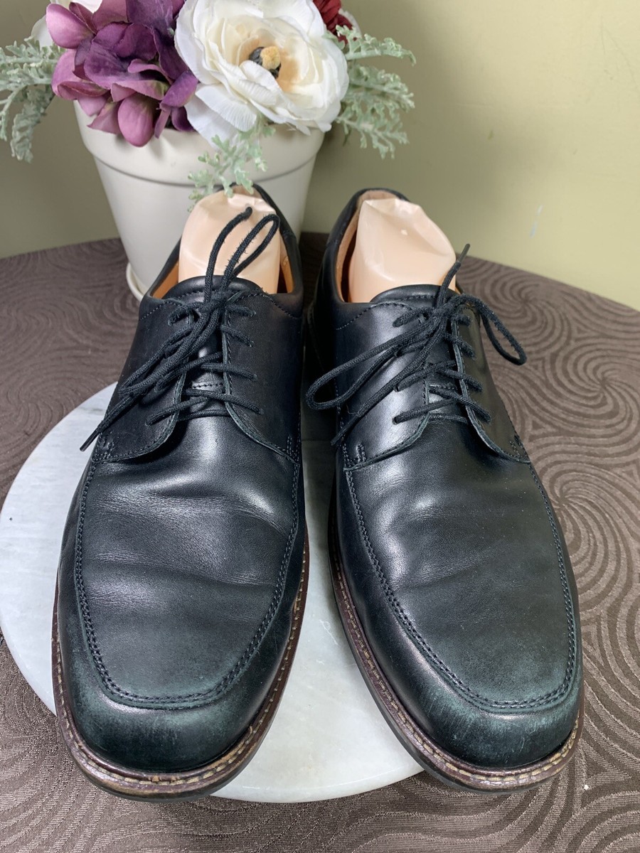 Ecco Black Derby Leather Dress Comfort Soft Lace Shoes Men display picture 1