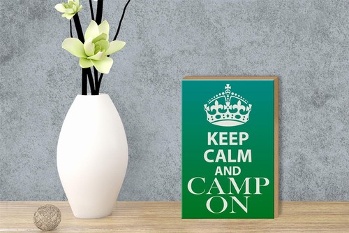 Holzschild Spruch 12x18 cm Keep Calm and camp on Camping Deko Schild wooden sign - Bild 4 von 5