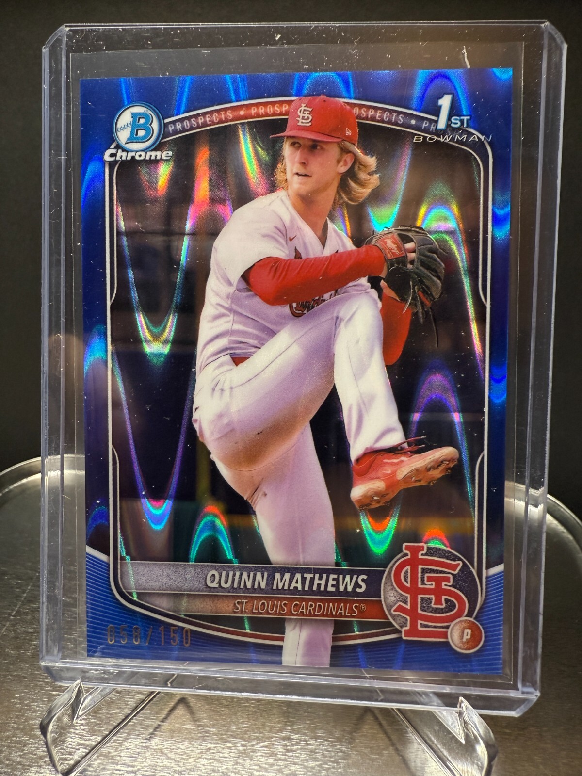 2025 Bowman - Chrome Prospects Quinn Mathews #BCP-25 Blue Refractor /150 (RC)