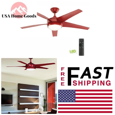 Indoor Red Ceiling Fan 52 In W Light Kit And Remote Control Modern Decor 82392916664 Ebay
