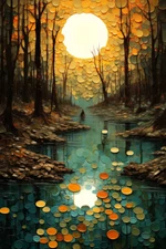 ENCHANTED FOREST FINE ART PRINT, Cottagecore Wall Decor, Landscape River Poster