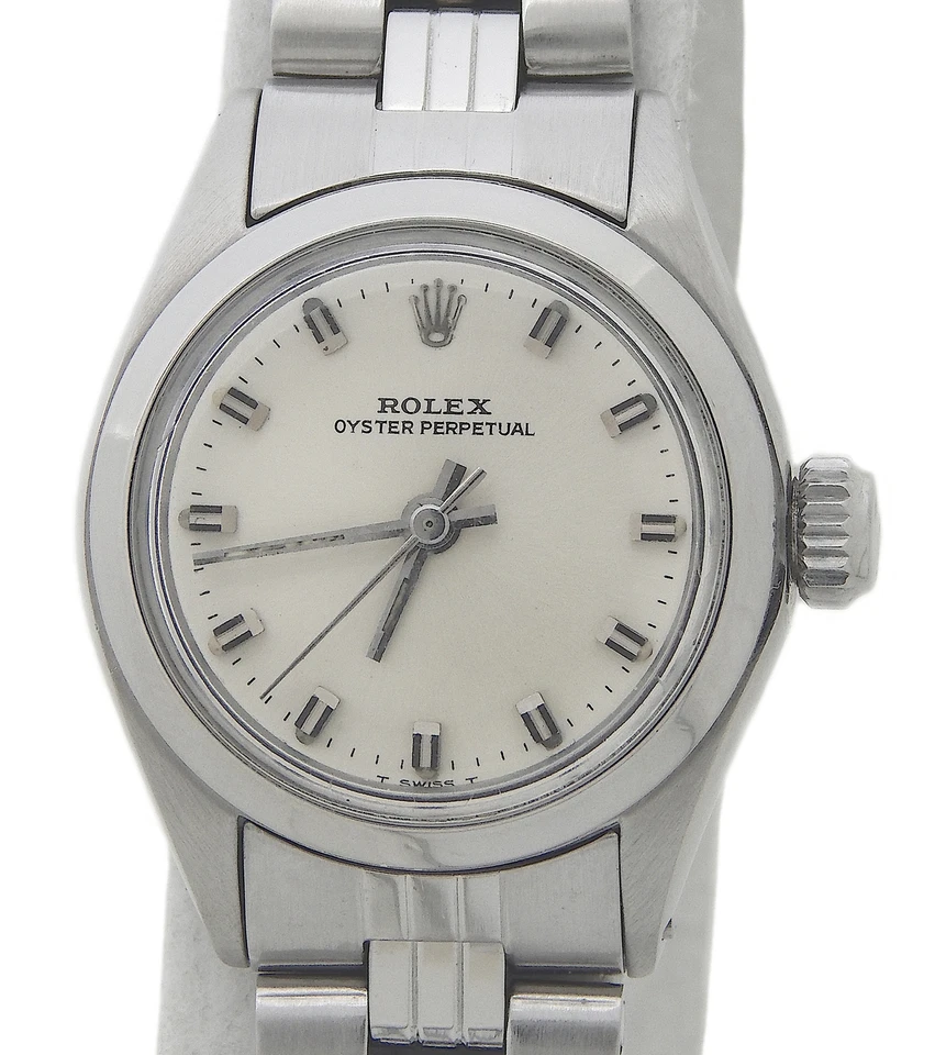 Rolex Oyster Perpetual Ladies Stainless Steel Silver Dial Watch Vintage 6618