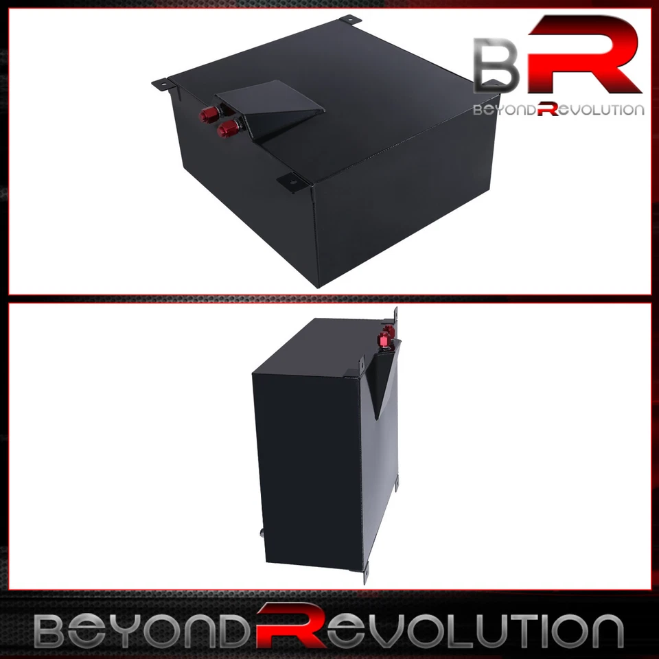 Tanque de combustible de 13 galones/50 litros de aluminio negro con tapa roja + línea de aceite giratoria Foto 2 de 4