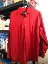 J. Ferrar Mens Red Button Down Dress Shirt Size Large 16-16 1/2