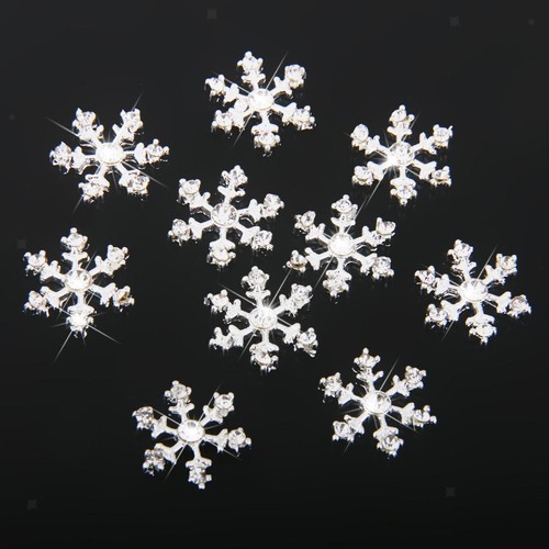 10set Silvery Button Snowflake Hairclip Hairband Decor Drill Button 14x14mm - Picture 6 of 7