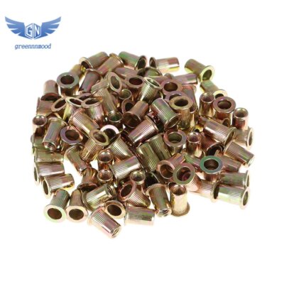 M6 Metric Carbon Steel Rivet Nut Flat Head Threaded Insert Nutsert 100 Pcs