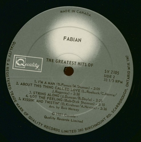 FABIAN - Greatest Hits (LP) - Vinyl Rock & Roll - Foto 3 di 5