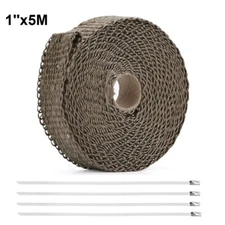 Titanium Basalt Manifold Header Exhaust Pipe Heat Wrap+4 Ties Kit 1"x16FT