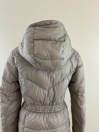 ATHLETA BANNER PEAK DOWN Sz XS Dove Grey Goose Down Full Zip Pocket Hooded Coat - Picture 5 of 8