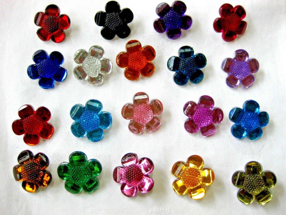 10 Blumen-Knöpfe Blüten 20 mm Ösenknopf Farbe wählbar K200 - Bild 2 von 2