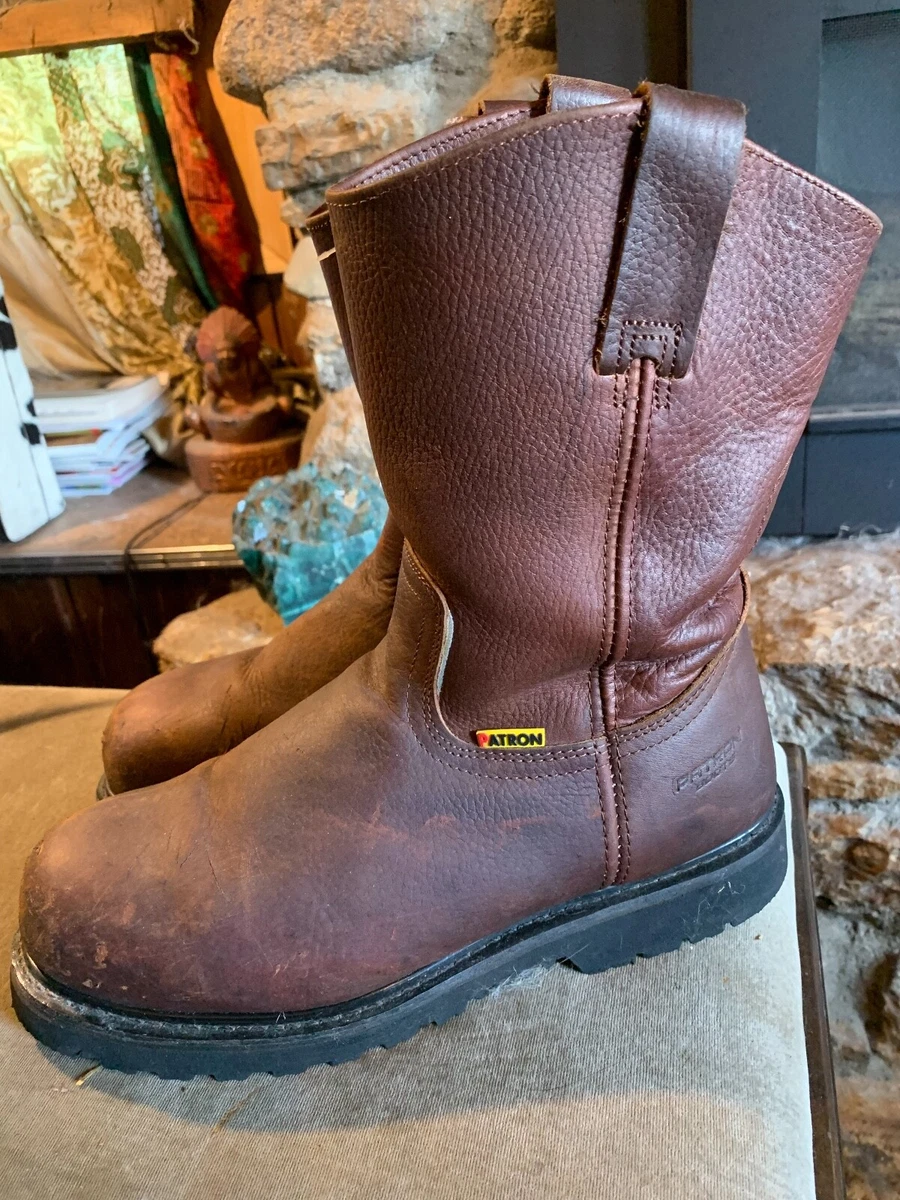 Patron Steel Toe Brown Pebbled Leather Western Cowboy Boots Men s