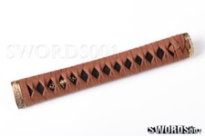 real leather ito brass fittings Tsuka Handle 26cm for Katana sword Real Rayskin