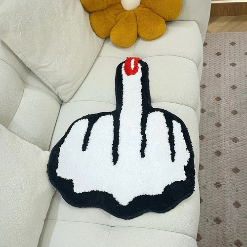 58X80 CM Red Middle Finger Shaped Bedside Custom Rug/Carpet, Soft, Non-Slip - Picture 5 of 6