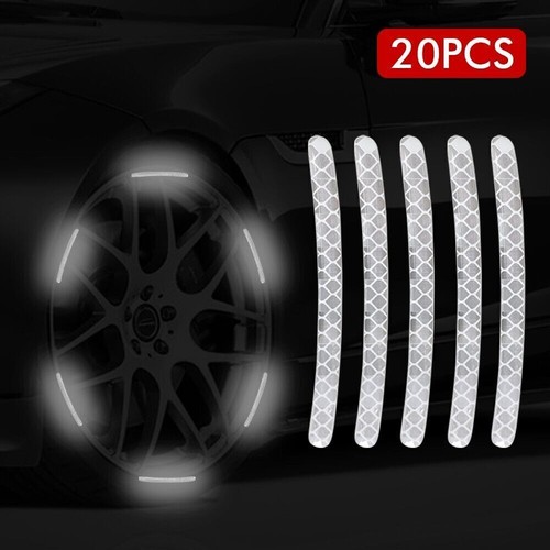 20PCS Adesivi Riflettenti Decorativi Ruota Auto Bianco Sicurezza Notturna Avviso Decalcomania - Foto 2 di 12