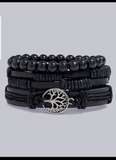 3 leather bracelets for men or Women's. Tree of life design