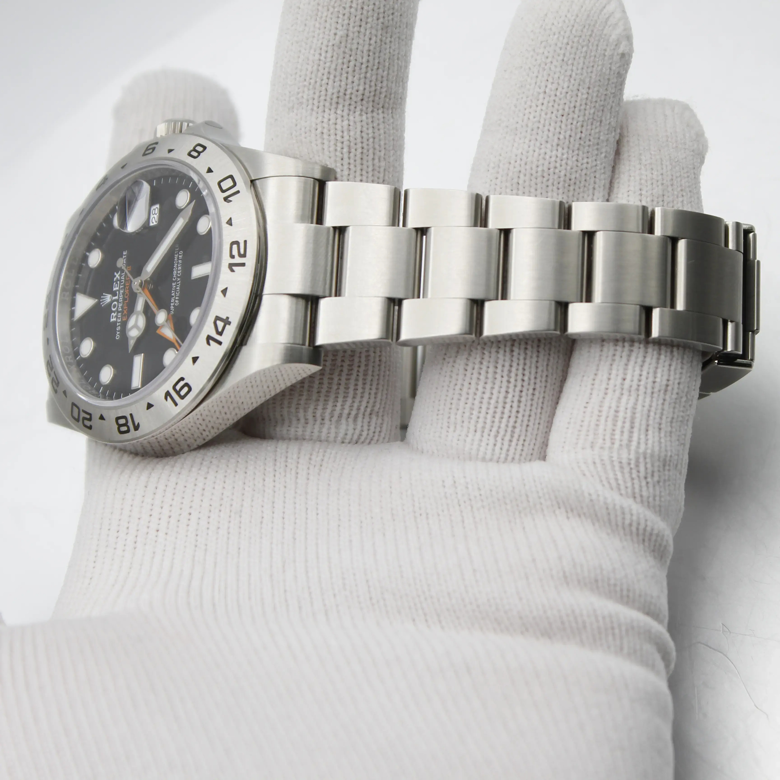 Rolex Explorer II Stainless Steel Orange Hand Black Dial Men Watch