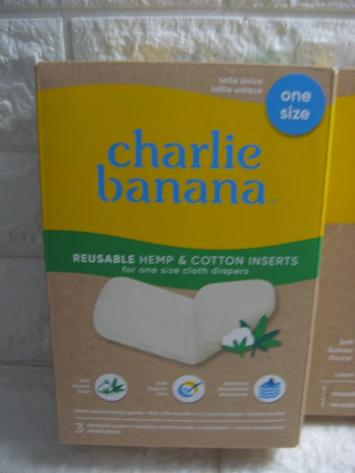 NUEVO Pañal de tela Charlie Banana talla única MÁS paquete de 3 insertos cáñamo/CTN reutilizable Foto 2 de 4