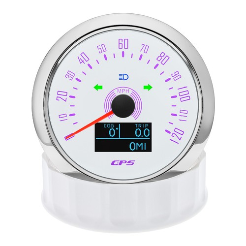 Velocímetro GPS blanco 85 mm 0-120 MPH con COG TRIP para motocicletas barco coche ATV - Imagen 11 de 16