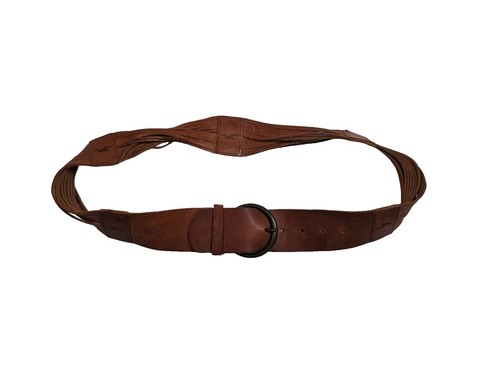 Hollister Co. Leather Tea Rose Appliqué Brown Belt | eBay display picture 1