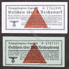 WWII 2 banknotes prison camps Germany - Reichsmark war prisoners storage money