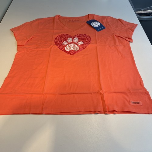 Life Is Good Women's V-Neck T-Shirt Orange XL