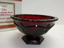  Avon Ruby Red Cape Cod Footed Pedestal Candy Dish  MIB