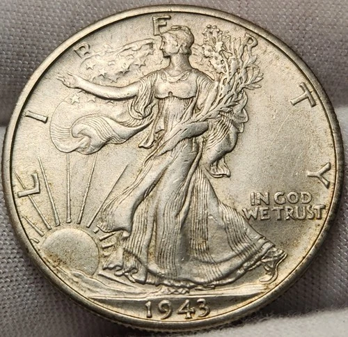 1943 D Walking Liberty Half Dollar, 90% Silver,  AU Condition, WL-4328d