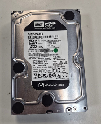 Western Digital WD Black WD7501AAES 750GB 3.5'' 7200RPM SATA Hard Drive HDD