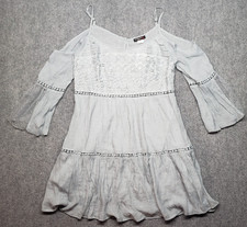 Vivid Importers Dress Womens Large Boho Off Shoulder Crochet Lace Lined Festival