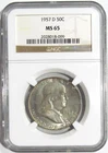 1957-D FRANKLIN Silver Half Dollar NGC MS 65