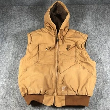 Vintage Walls Vest Mens Large Brown Hooded Duck Canvas Workwear Made USA 90s