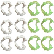 12 Pcs Vampire Fangs Plastic Whie and Glow in The Dark Vampire Teeth 12Pack