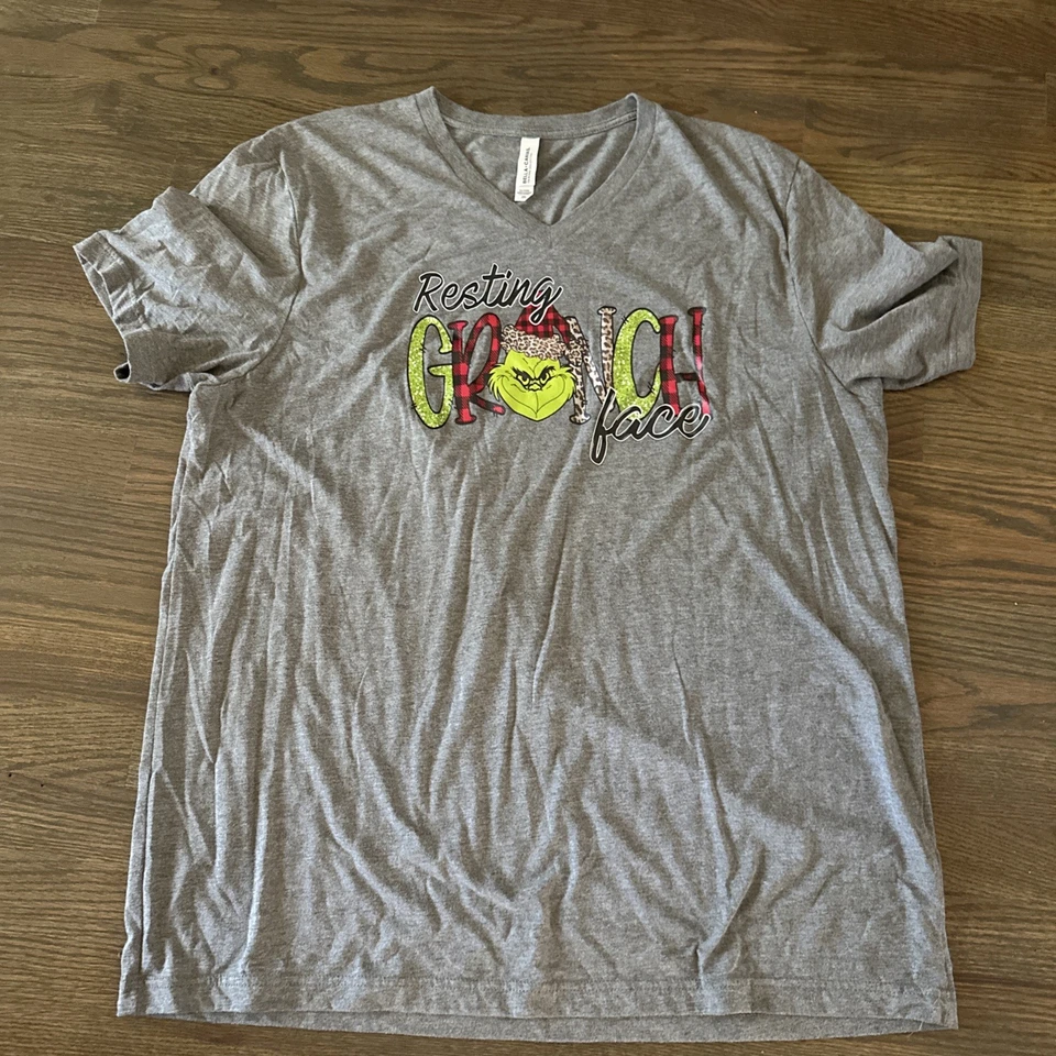 Holiday Resting Grinch Face T-Shirt – Who-ville Christmas Graphic Tee 2XL - Image 2 of 4