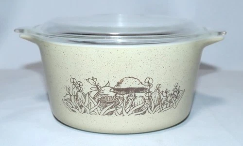 Vintage PYREX Forest Fancies Mushroom Mixing Bowl # 473 And Lid - 1 Liter