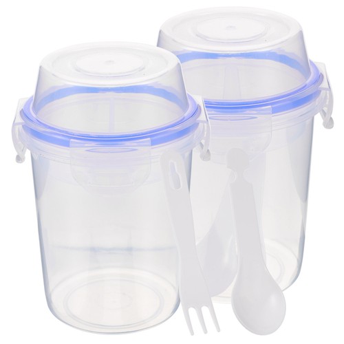 2pcs Plastic Seal Yogurt Containers With Lids Overnight Oat Jars - Picture 2 of 12