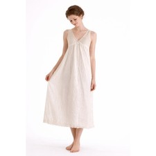 VTG Edwardian White Cotton Nightgown Crochet Yoke Prairie Romantic 1900s M