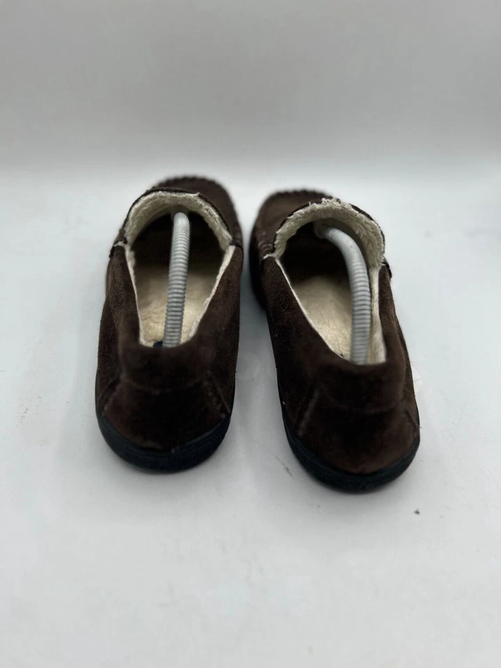 Тапочки мужские мокасины Land's End размер 10 темно-красное дерево стриженный мех замша круглый носок - Изображение 3 из 4