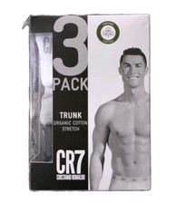 Image of CR7 Boxers 3 Pack Mens Cotton Underwear Trunks White Grey Mixed Organic XL