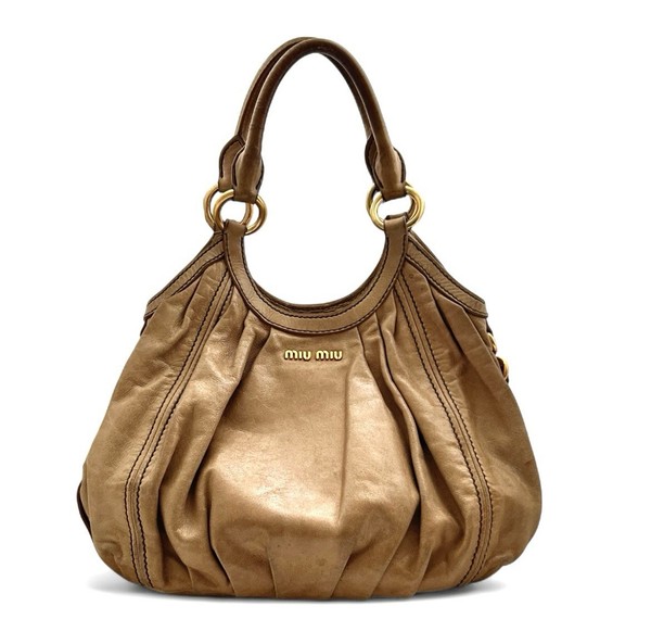 Miu Miu Handbag, 2-Way Shoulder Bag, Leather, Beige